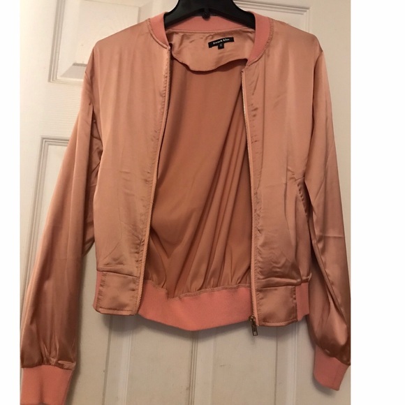 NWOT. Satin Pink Bomber Jacket - Picture 5 of 8
